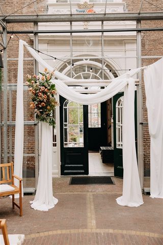 White drape above the doorway