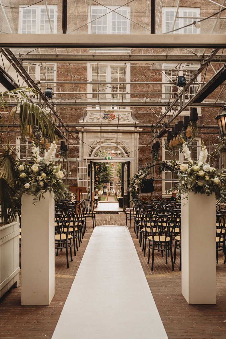 View down the white-carpet aisle