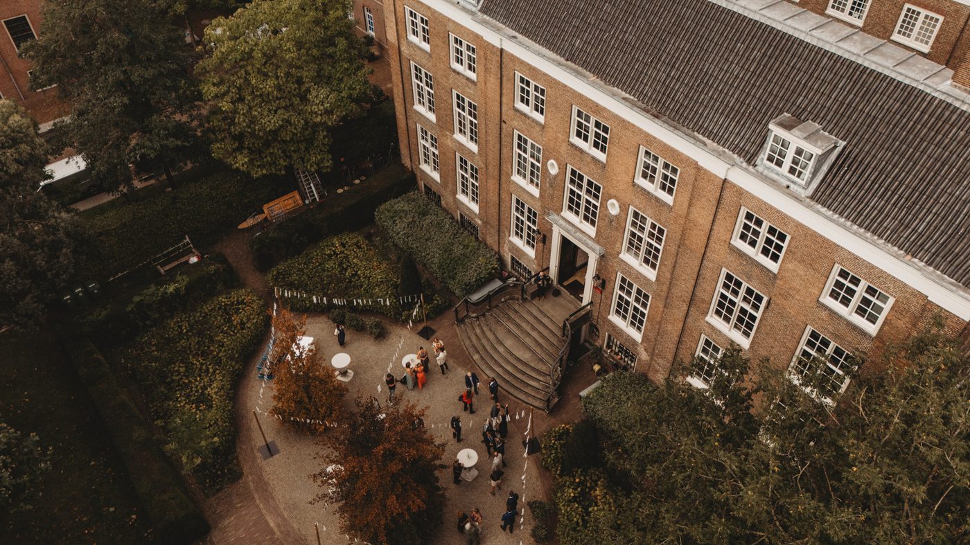 Aerial view of the venue courtyard