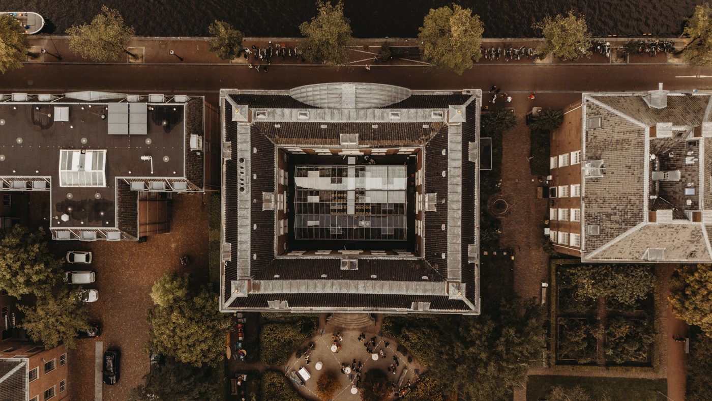 Aerial view of the venue garden